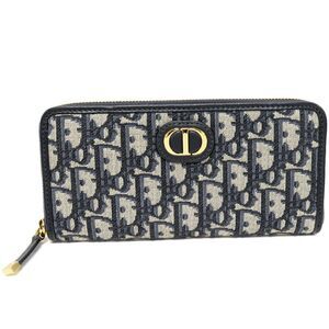 Dior 30 Montaigne Voyageur Oblique Jacquard Canvas Calfskin Long Zip Wallet